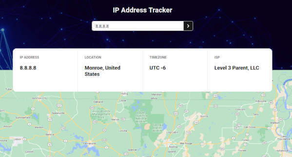 Billed af mit IP Tracking projekt forside, klik her for flere oplysninger
